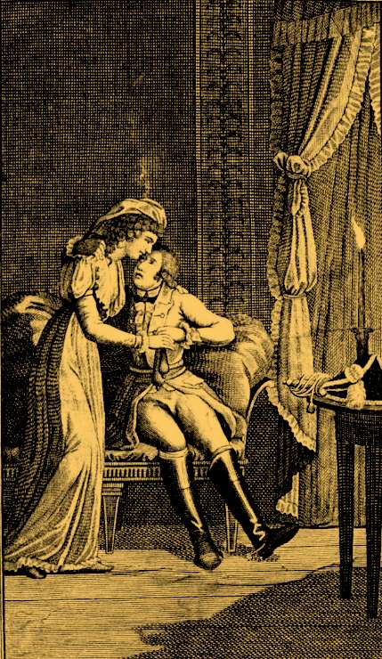 Woman_standing_embraces_man_sitting